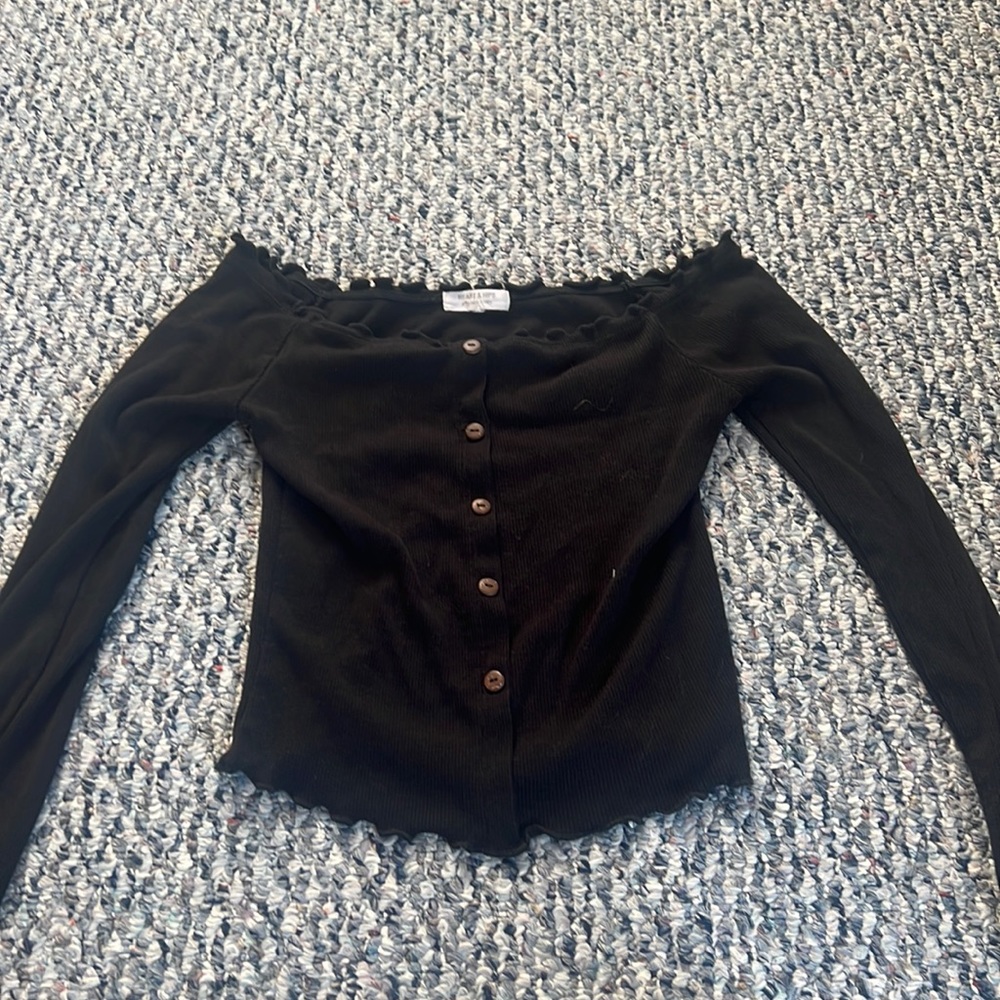Button Up Long Sleeve Croptop